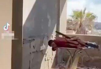 Cena retrata bastidores de curta-metragem, não encenação do Hamas