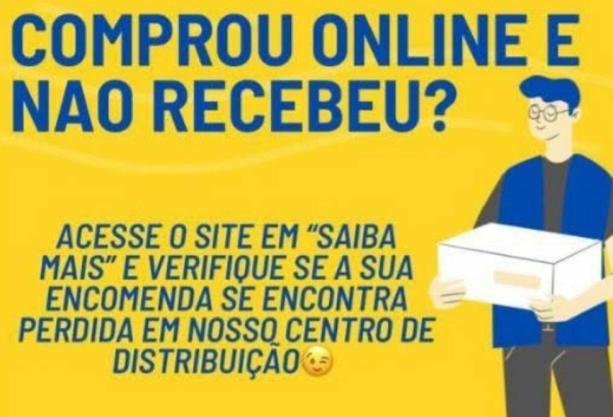 Aviso de ‘encomenda retida pelos Correios’ é golpe