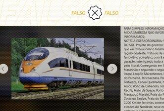 Não há uma ‘Ferrovia do Sol’ sendo construída pelo governo Bolsonaro no Nordeste