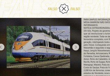 Não há uma ‘Ferrovia do Sol’ sendo construída pelo governo Bolsonaro no Nordeste