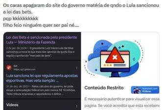 Texto sobre Lei das Bets está fora do ar para cumprir regra eleitoral