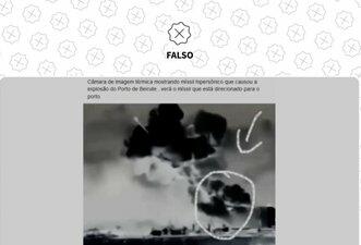 É falso que vídeo de câmera térmica flagrou míssil caindo no porto de Beirute