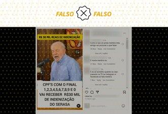 É falso que Serasa pagará R$ 30 mil a quem teve dados vazados