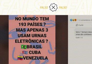É falso que Brasil, Venezuela e Cuba são os únicos países que usam urna eletrônica