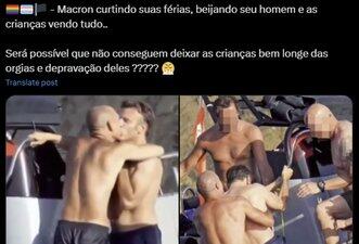 Imagem de Macron beijando homem em lancha foi criada por IA