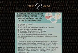 Dieta rica em alimentos alcalinos não é capaz de eliminar o coronavírus