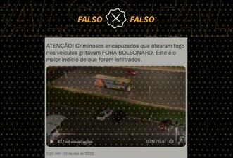 É falso que criminosos gritaram ‘fora Bolsonaro’ ao incendiar ônibus em Brasília