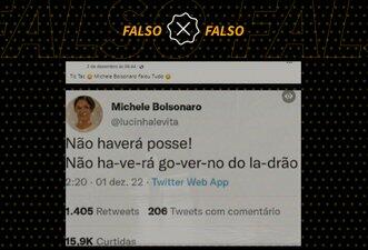 É falso que Michelle Bolsonaro tuitou que ‘não haverá posse’ de Lula
