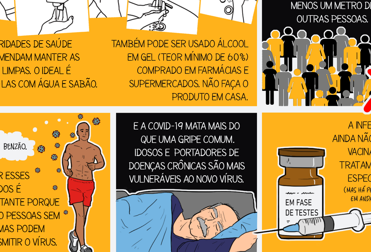Desenhamos fatos sobre a pandemia do coronavírus