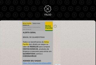 É falso que governo liberou saques de R$ 470 e R$ 860 do Bolsa Família por causa do coronavírus