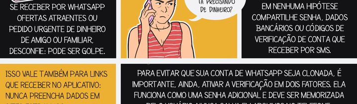 Desenhamos dicas para você se prevenir de golpes no WhatsApp