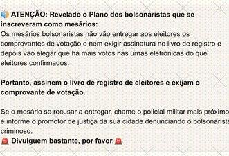 Correntes no WhatsApp e no Telegram mentem sobre o que eleitor pode ou não fazer no domingo
