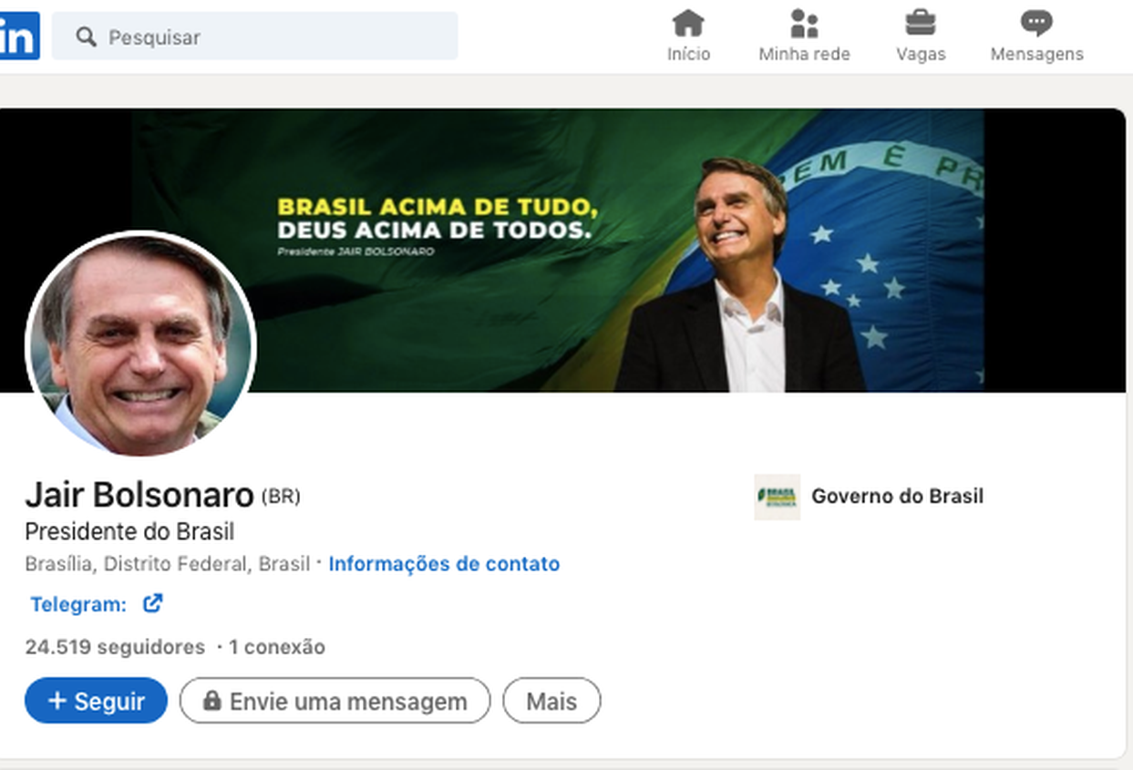 Perfil de Bolsonaro no LinkedIn mistura propaganda de governo com desinformação