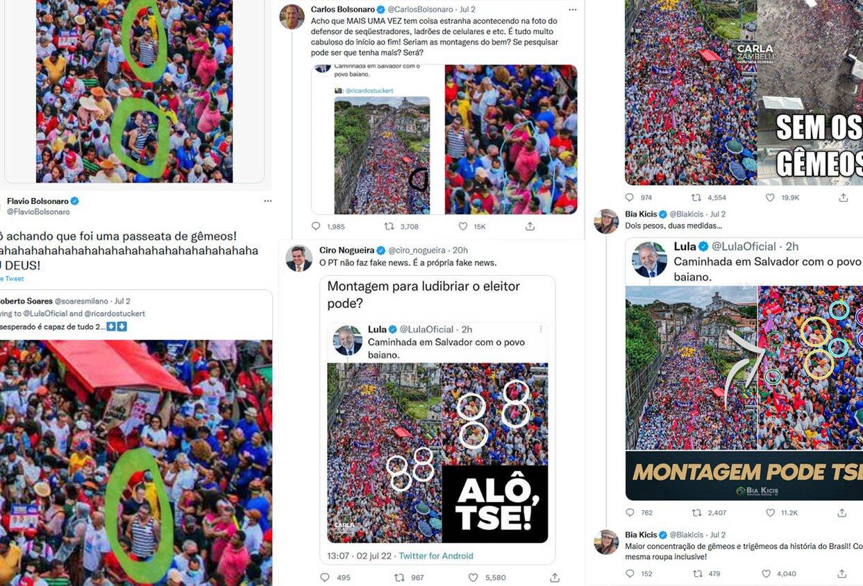 Foto que Lula postou com petistas duplicados viraliza entre bolsonaristas