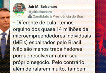 Tuíte de Bolsonaro pauta mentiras sobre Lula e MEI em redes de apoiadores