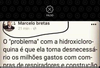 É falso post em que o juiz Marcelo Bretas defende uso de hidroxicloroquina
