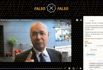 Fundador do Fórum Econômico Mundial não disse que tem cientistas e mídia ‘nos bolsos’