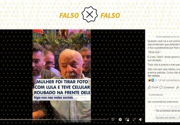 É falso que vídeo mostra furto de celular em evento com Lula
