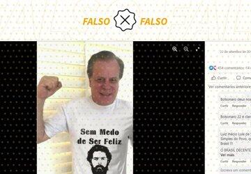 É montagem foto que mostra Chico Pinheiro com camiseta de Lula