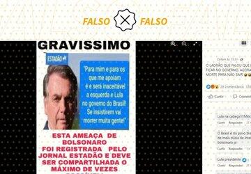Bolsonaro não disse ao ‘Estadão’ que ‘vai morrer muita gente’ se Lula vencer eleição