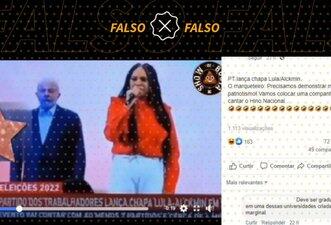 Teresa Cristina não errou letra do hino nacional no lançamento da pré-candidatura de Lula