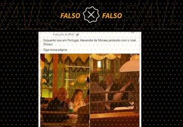 Fotos mostram Alexandre de Moraes jantando com Lewandowski, não José Dirceu