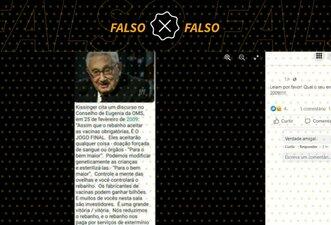 Henry Kissinger não fez discurso sobre vacinas em ‘conselho de eugenia’ da OMS