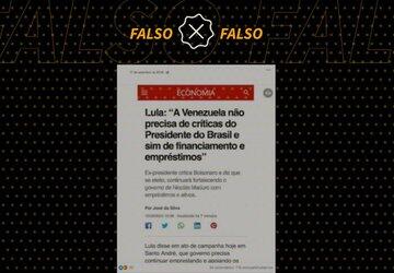 Print falso do G1 atribui a Lula frase sobre a Venezuela que ele não disse