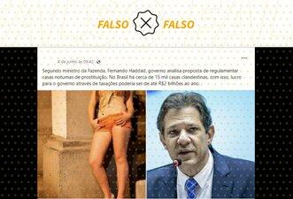 Haddad não disse que governo analisa regulamentar casas de prostituição