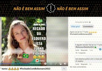 Áudio sobre Bolsonaro atribuído a Luana Piovani é de 2018