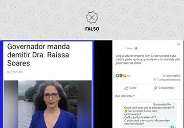 Não é verdade que médica foi demitida por perseguição política na Bahia