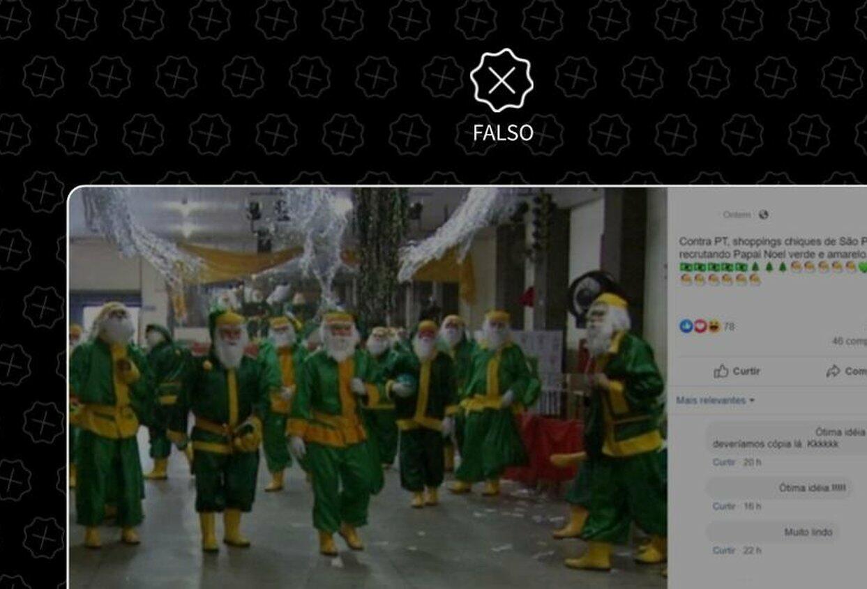 Shoppings não recrutaram Papais Noéis de verde e amarelo para protestar contra o PT