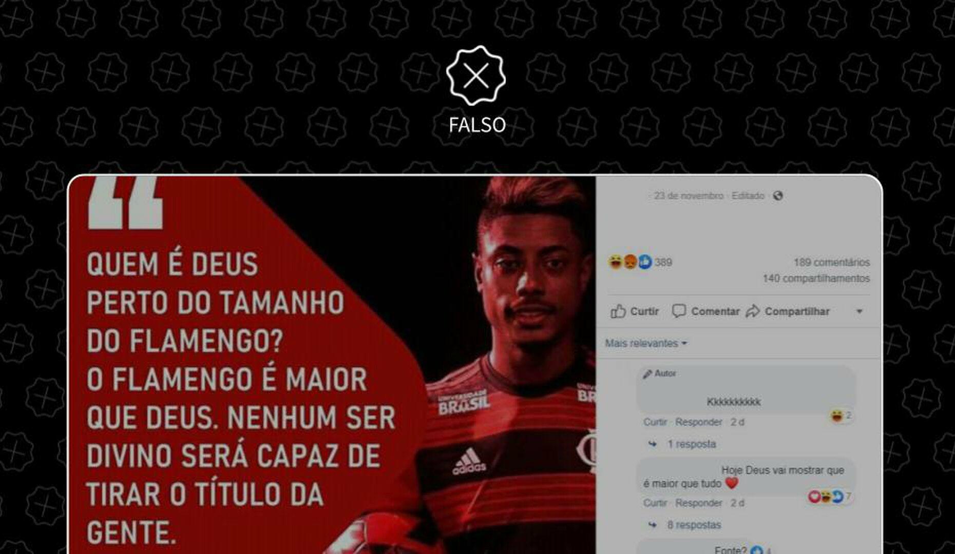 Jogador Do Flamengo Bruno Henrique Nao Disse Que O Time E Maior Do Que Deus Aos Fatos