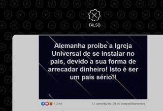 É falso que a Igreja Universal foi proibida na Alemanha