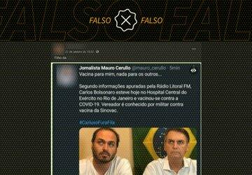 É falso que Carlos Bolsonaro já tenha se vacinado contra a Covid-19