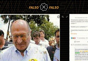 É falso que foto mostra que Alckmin sofreu ataque recente com ovos em Jundiaí
