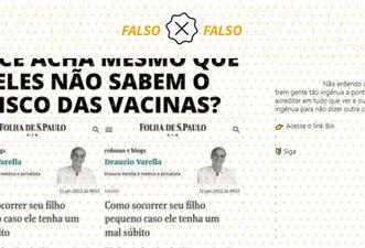 É falso que Drauzio Varella deu dicas na ‘Folha’ para socorrer crianças com mal súbito