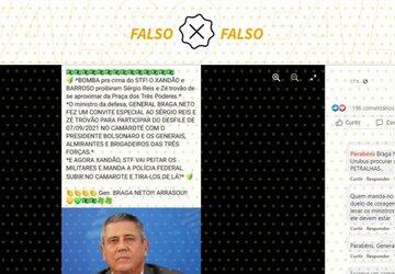 É falso que Braga Netto convidou Sérgio Reis e Zé Trovão para desfile de 7 de setembro