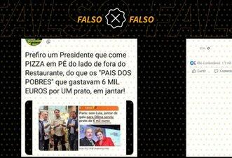 É falso que Dilma gastou 6.000 euros em jantar de gala na França