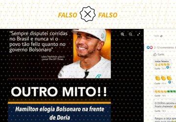 É falso que Lewis Hamilton elogiou Bolsonaro após vencer corrida em São Paulo