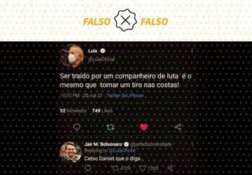 Interação entre Bolsonaro e Lula no Twitter é falsa
