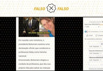 É falso que Bolsonaro condecorou professora morta em incêndio em creche em MG