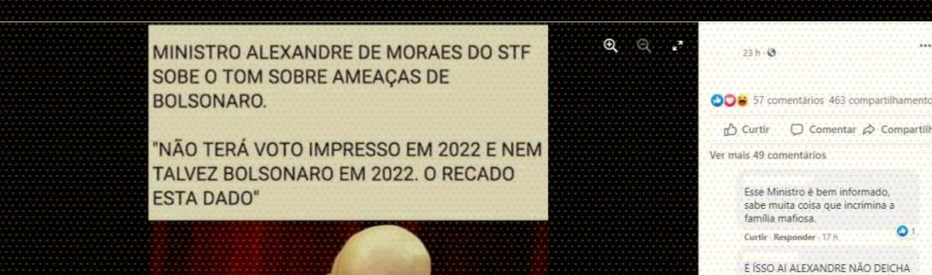E Falso Que Moraes Declarou Que Nao Havera Voto Impresso Nem Bolsonaro Em 2022 Aos Fatos