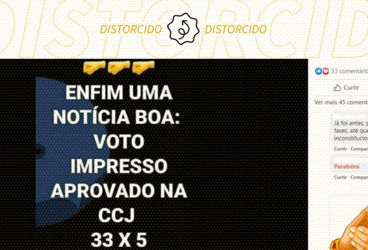 Voto impresso foi aprovado na CCJ em 2019, não recentemente