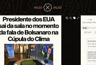 É falso que Biden saiu da Cúpula do Clima no momento do discurso de Bolsonaro