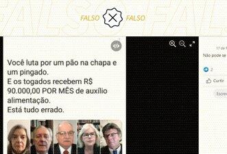Ministros do STF não recebem auxílio-alimentação