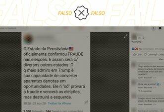 É falso que Pensilvânia tenha confirmado fraude nas eleições presidenciais dos EUA