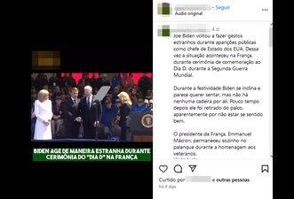 É falso que gravação mostra Biden tentando se sentar em cadeira que não existe