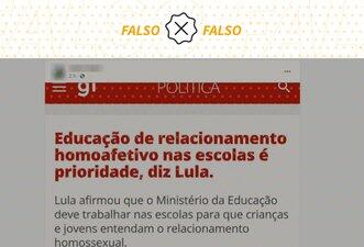 Lula não disse que ‘educação de relacionamento homoafetivo’ será prioridade nas escolas
