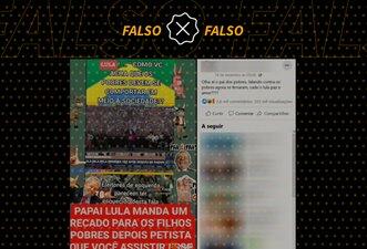 Editado, vídeo faz crer que Lula opinou que papel do pobre é esperar ajuda do governo